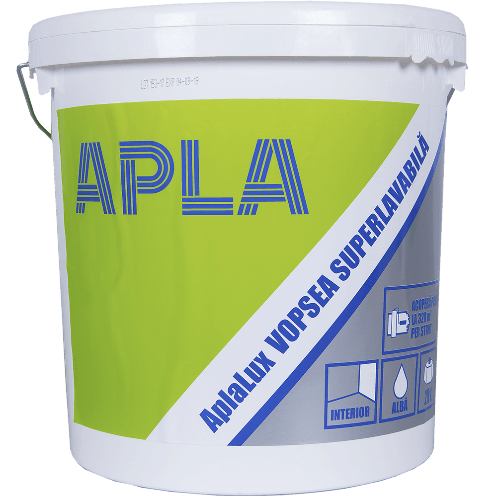 8868916428830 Vopsea lavabila interior Aplalux, alb, 20 l - imagine 1