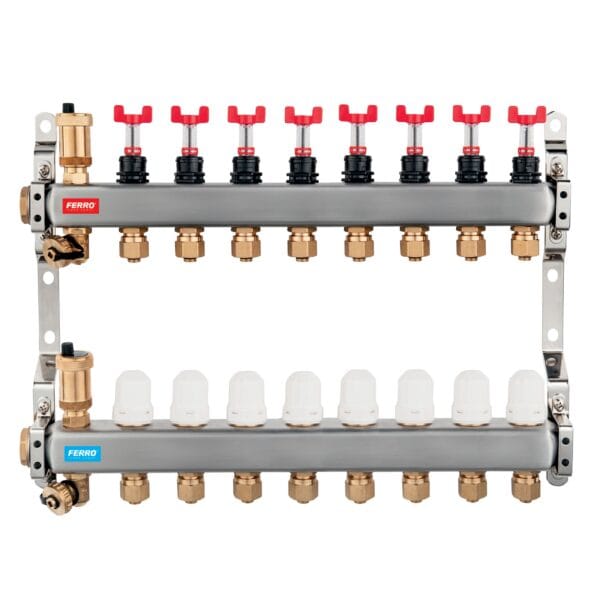 Distribuitor incalzire in pardoseala Ferro, corp inox, cu debitmetre