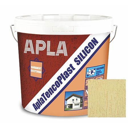Tencuială decorativă siliconică Apla TencoPlast, 1,5 mm scoarță de copac – auriu deschis, 24 kg