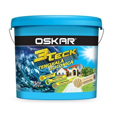 Tencuială decorativă siliconică Oskar 3Teck, 1,5 mm scoarță de copac – mandarin, 25 kg