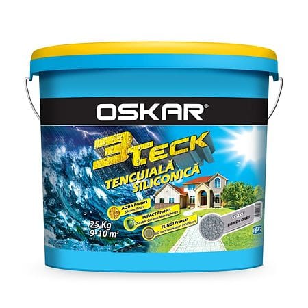 Tencuială decorativă siliconică Oskar 3Teck, 1,5-2 mm bob de orez – Oslo, 25 kg