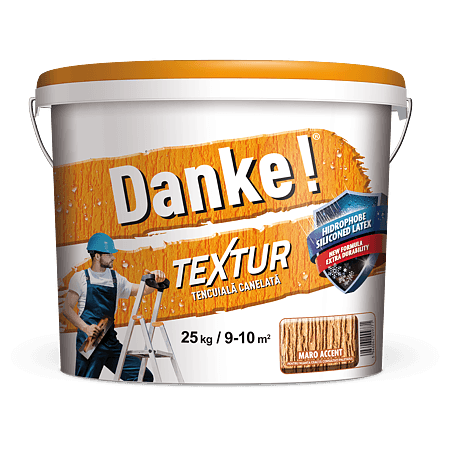 Tencuială decorativă siliconică Danke Textur, 1,5-2 mm scoarță de copac – maro, 25 kg