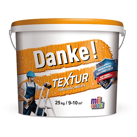 Tencuială decorativă siliconică Danke Textur, 2,5 mm scoarță de copac – alb, 25 kg