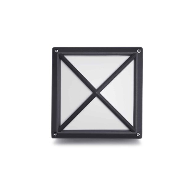 Aplica perete Hepol 1XE27, otel inoxidabil, 1 x E27, 18 W, antracit, forma patrata, 215 x 215 x 118 cm