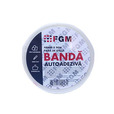 Banda autoadeziva FGM, pentru finisarea rosturilor, plasa din fibra de sticla, 90 m/rola, pentru gips-carton