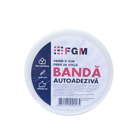 Banda autoadeziva FGM, pentru finisarea rosturilor, plasa din fibra de sticla, 45 m/rola, pentru gips-carton