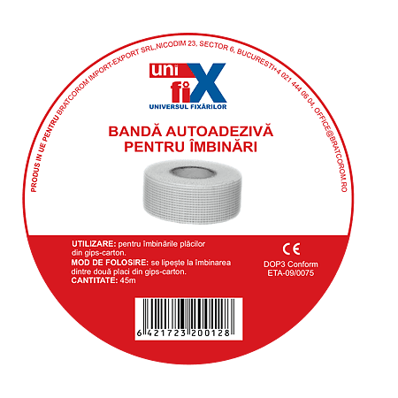 Banda autoadeziva pentru rosturi la placile de gips-carton, 45 m/rola