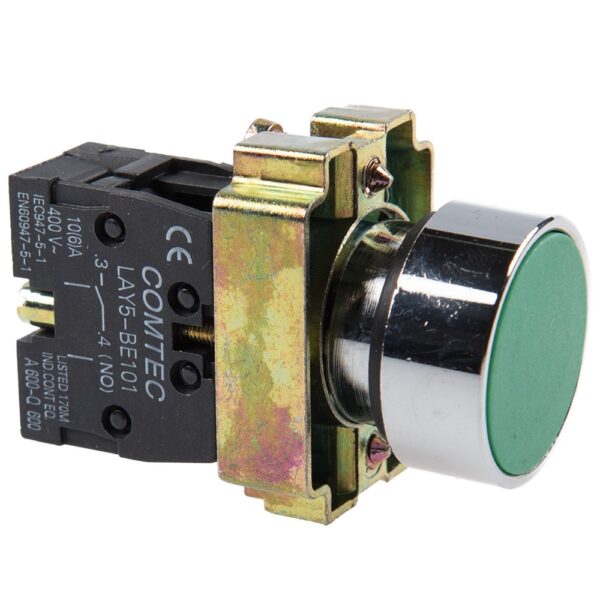 Buton cu revenire+etrier si modul 1ND Comtec, 10A, verde