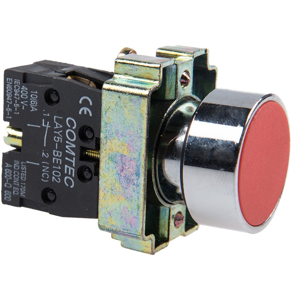 Buton cu revenire+etrier si modul 1NI Comtec- MF0005-20032, 10A, rosu Buton cu revenire+etrier si modul 1NI Comtec- MF0005-20032, 10A, rosu