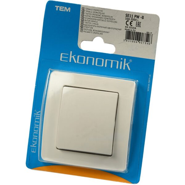 Buton monopolar Ekonomik, 10 A, alb