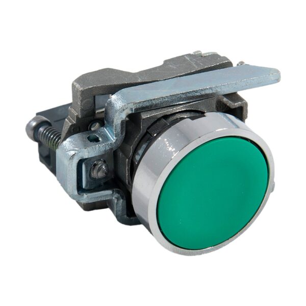 Buton verde metalic cu revenire Schneider xB4BA31, pozitie 1NO, montaj incastrat