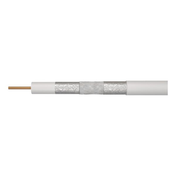 Cablu coaxial Emos CB113 LSZH, 1 conductor, diametru 1.13 mm, alb, 250 m, pret pe metru