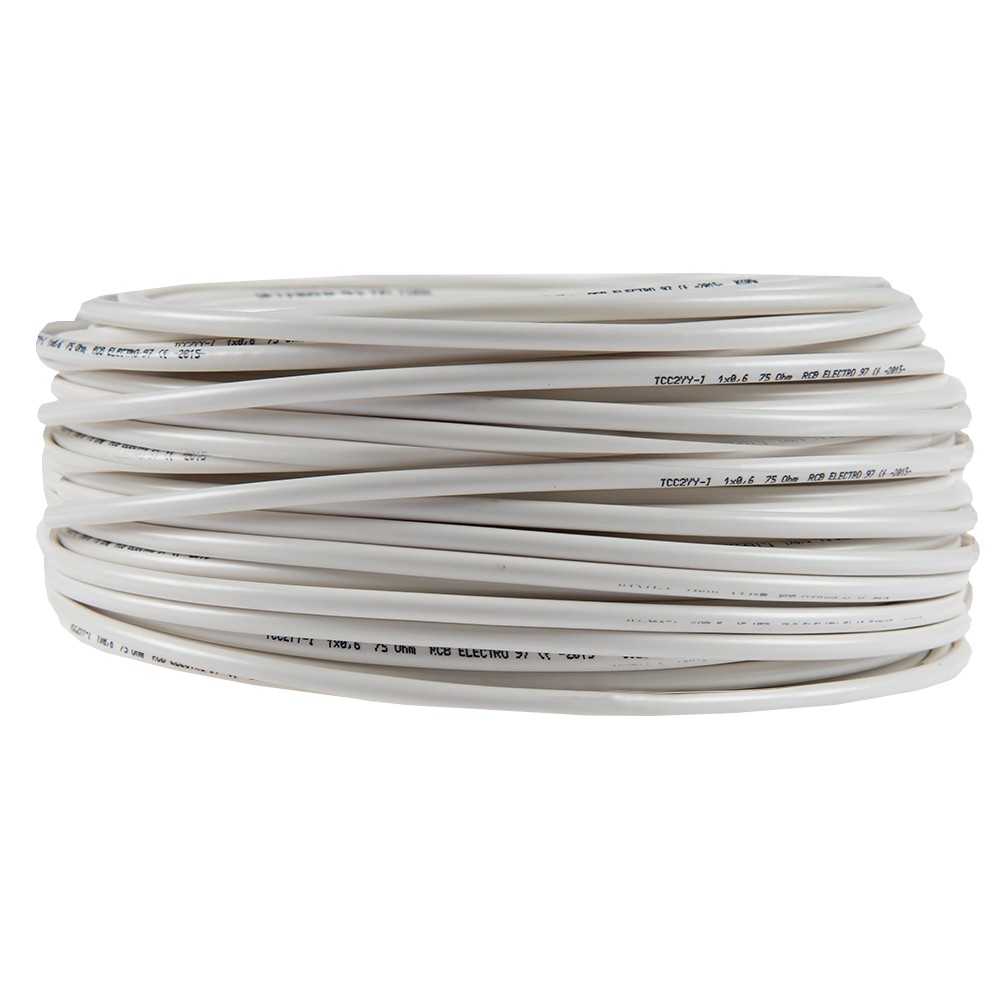 Cablu coaxial TCC2YY-I/ RG59/U, 1 conductor, diametru 0.6 mm, alb, 100 m/colac, pret pe metru Cablu coaxial TCC2YY-I/ RG59/U, 1 conductor, diametru 0.6 mm, alb, 100 m/colac, pret pe metru