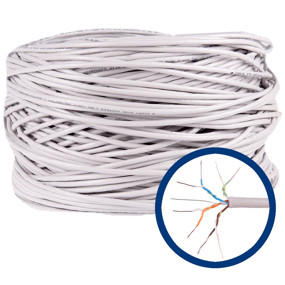 Cablu FTP cat5E ICME Ecab, 4 perechi, 24 AWG, nemufat, rola 305 m, pret pe metru Cablu FTP cat5E ICME Ecab, 4 perechi, 24 AWG, nemufat, rola 305 m, pret pe metru