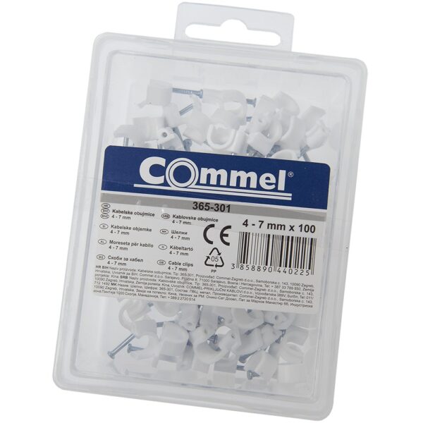 Cleme fixare cablu Anco, 4 - 7 mm, alb, 100 bucati/set