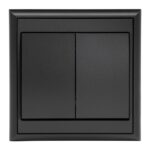 Comutator dublu Luna, plastic, negru mat