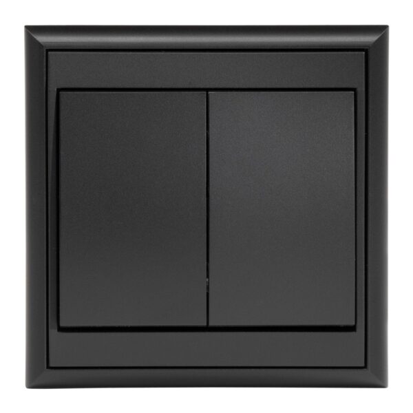 Comutator dublu Luna, plastic, negru mat