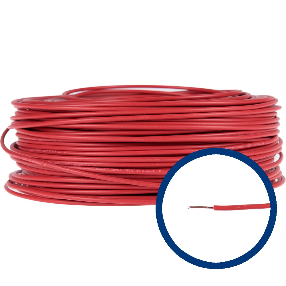 Conductor electric unifilar FY H07V-U, izolatie PVC, 2.5 mmp,50 m, rosu Conductor electric unifilar FY H07V-U, izolatie PVC, 2.5 mmp,50 m, rosu