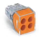 Conector imbinare Push Wire Wago 773-104, 30 A, conductori unifilari, 4 x 2.5 mmp, 100 bucati/set