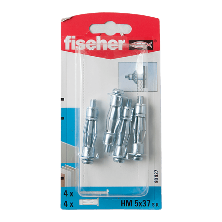 Diblu din metal cu surub Fischer HM, 5 x 37 mm, 5 x 43 mm, 4 buc, pentru gips-carton
