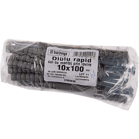 Diblu rapid Y cu surub, 10 x 100 mm, 20 buc/punga, pentru gips-carton