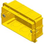 Doza aparat TEM, 4 module, pe tencuiala, incastrata, modulara, galben, 130 x 74 x 49 mm