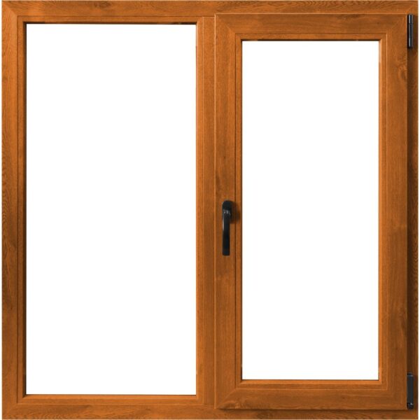 Fereastra PVC, 5 camere, deschidere dreapta oscilobatant, stejar, 116 x 116 cm