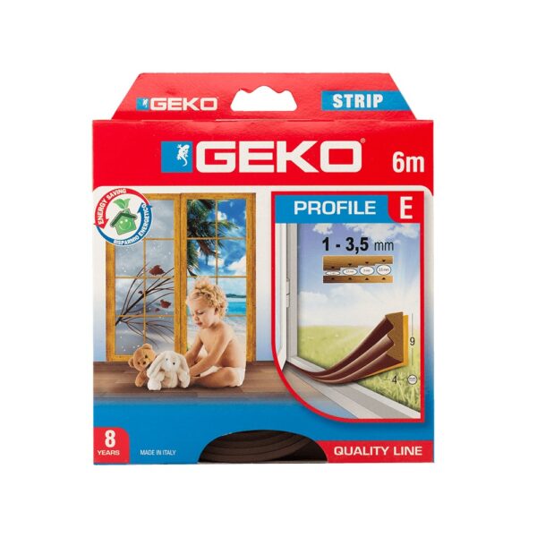 Garnitura adeviza Geko Strip, EPDM, maro, 9 x 4 mm x 6 m