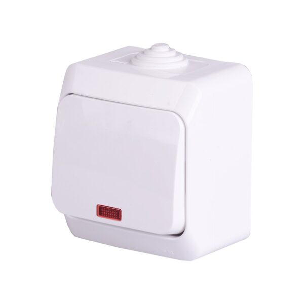 Întrerupător cap scară cu LED, WDE000561 Schneider Cedar Plus, montaj aparent, alb, IP 44