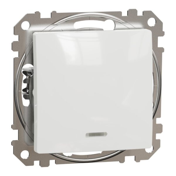 Întrerupător cap scară Schneider Sedna SDD111106L, IP20, montaj încastrat, cu indicator luminos, alb 73 x 73 x 24 mm