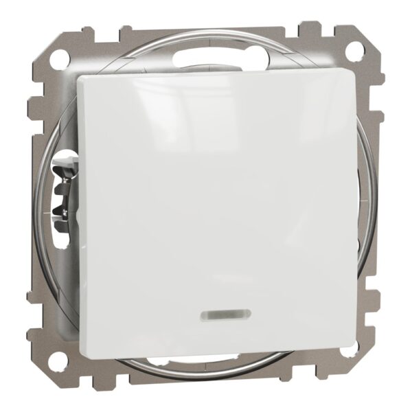 Întrerupător cu revenire Schneider Sedna SDD111111L, încastrat, pentru interior, cu indicator luminos, termoplastic, alb