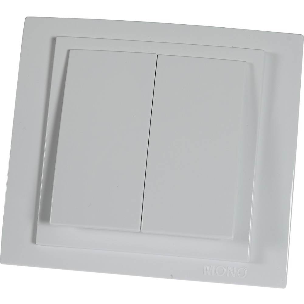 Întrerupător electric dublu Larissa Mono Electric, IP20, montaj încastrat, alb Întrerupător electric dublu Larissa Mono Electric, IP20, montaj încastrat, alb