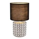 Lampa Globo Valentino Crom, ceramica/textil, 1 x E14, 40 W, negru, diametru 185 mm, inaltime 330 mm