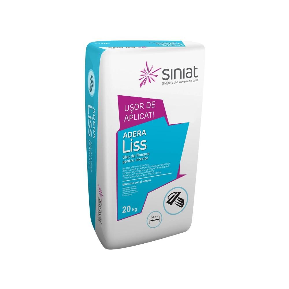Glet de finisaj pentru interior Siniat Adera Liss, 20 kg Glet de finisaj pentru interior Siniat Adera Liss, 20 kg