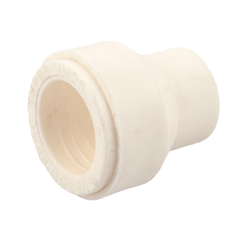 Reductie PPR Vesbo, alb, diametru nominal 50 mm, diametru redus 25 mm Reductie PPR Vesbo, alb, diametru nominal 50 mm, diametru redus 25 mm