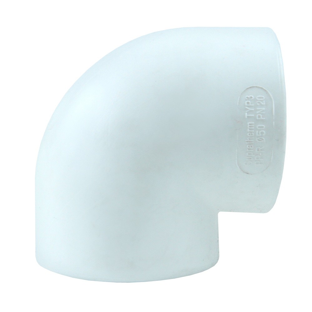 Cot PPR 90° Supratherm, filet interior, 50 mm, alb Cot PPR 90° Supratherm, filet interior, 50 mm, alb