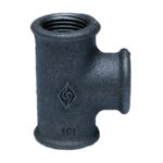 Teu 90°, filet interior, fonta, negru, 1/2 inch