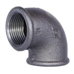 Cot 90° nr 2, fonta, negru, filet interior x filet interior, 1 1/2 inch