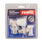 Set robineti calorifer tur-retur coltar Ferro, 1/2″