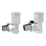 Set robineti calorifer tur-retur coltar Ferro, 1/2″, crom