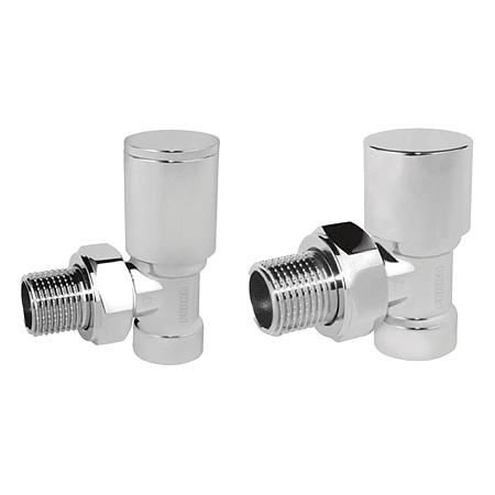 Set robineti calorifer tur-retur coltar Ferro, 1/2″, crom