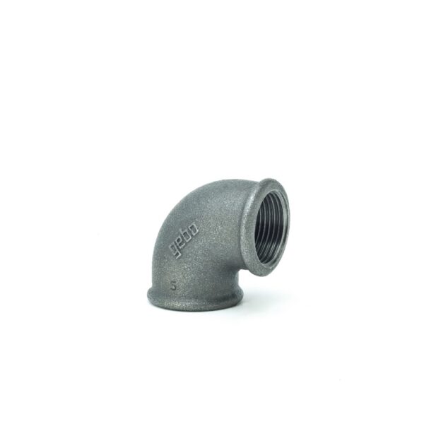 Cot 90º Gebo, fonta neagra, filet interior-interior, 1 1/2"