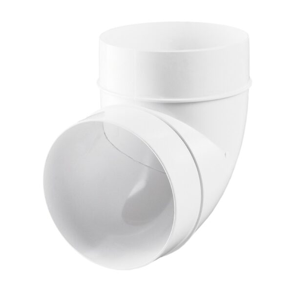 Cot 90 grade tub rotund Vents, PVC, 100 mm, alb