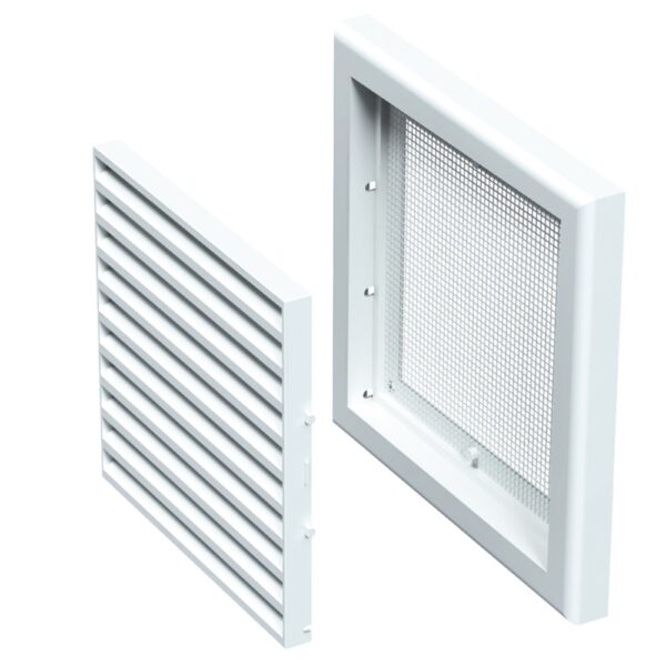 Grila ventilatie patrata Vents, PVC, 154 x 154 mm, alba