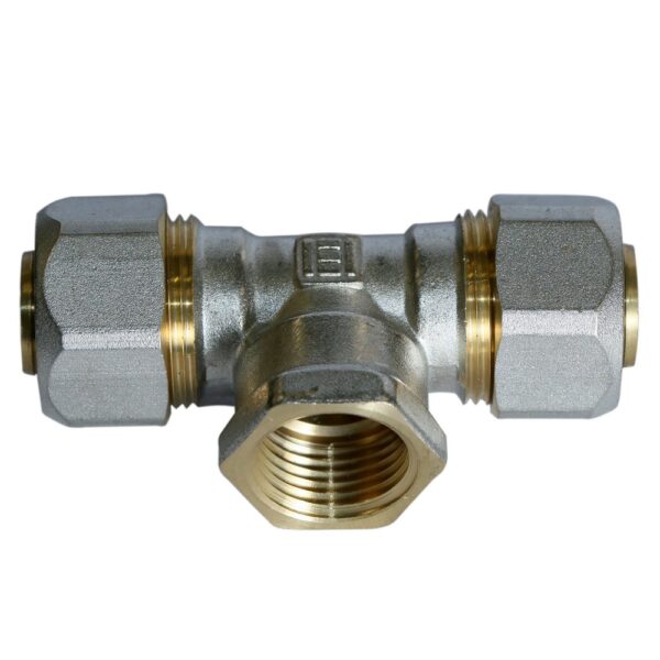 Teu pentru teava multistrat, alama, filet interior, 20 mm x 1/2 inch x 20 mm