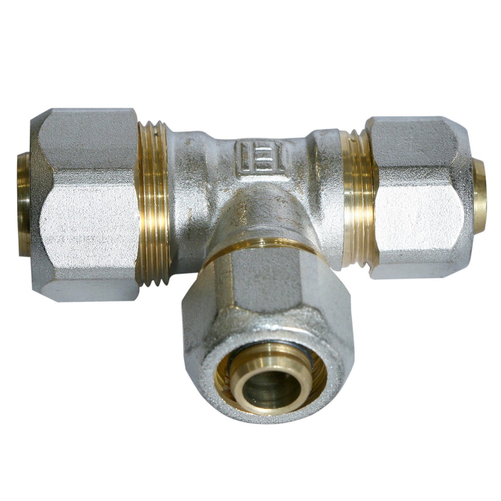 Teu redus pentru teava multistrat, alama, 20 x 16 x 16 mm Teu redus pentru teava multistrat, alama, 20 x 16 x 16 mm