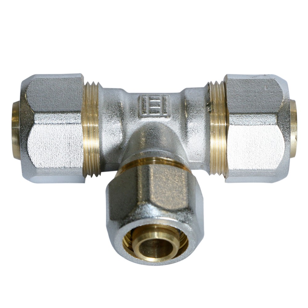 Teu redus pentru teava multistrat, alama, 20 x 16 x 20 mm Teu redus pentru teava multistrat, alama, 20 x 16 x 20 mm