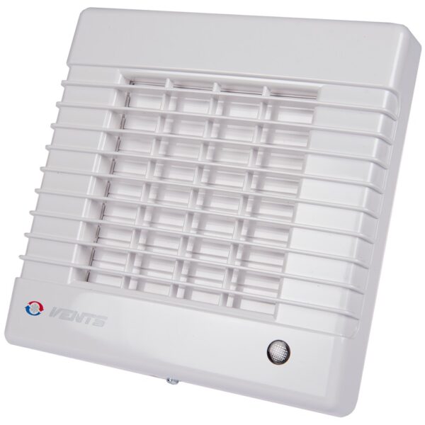 Ventilator de baie cu jaluzele automate si intrerupator cu fir Vents, 150 mm, 295 mc/h, 26 W, alb