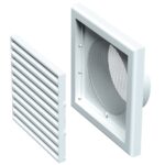 Grila ventilatie patrata cu manson Vents, racord 100 mm, 154 x 154 mm, alba