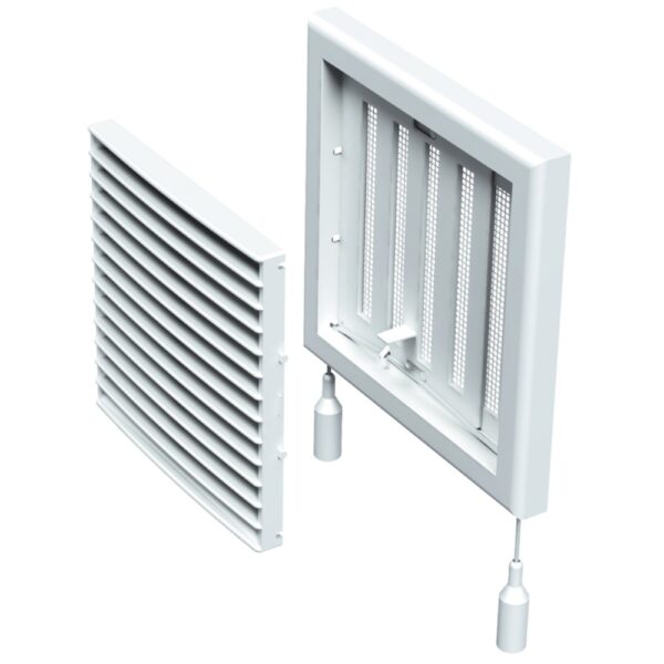 Grila ventilatie cu jaluzele reglabile Vents, 186 x 142 mm, alba